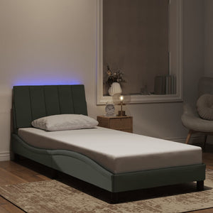 vidaXL LED Bed Frame without Mattress "Hanko" Light Grey 80x200 cm Velvet
