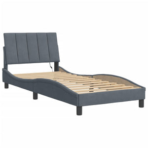 vidaXL LED Bed Frame without Mattress "Hanko" Dark Gray 80x200 cm Velvet