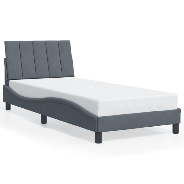 vidaXL LED Bed Frame without Mattress "Hanko" Dark Gray 80x200 cm Velvet