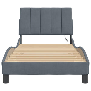vidaXL LED Bed Frame without Mattress "Hanko" Dark Gray 80x200 cm Velvet