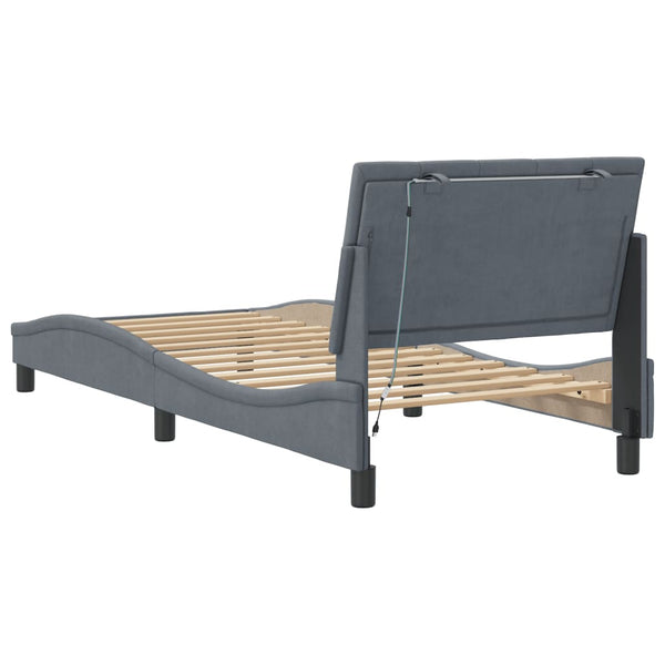 vidaXL LED Bed Frame without Mattress "Hanko" Dark Gray 80x200 cm Velvet