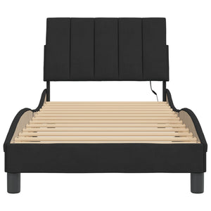 vidaXL LED Bed Frame without Mattress "Hanko" Black 80x200 cm Velvet