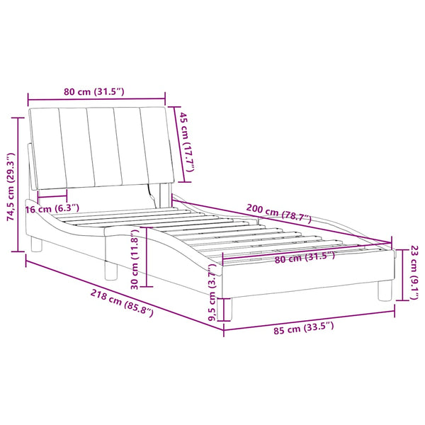vidaXL LED Bed Frame without Mattress "Hanko" Dark Green 80x200 cm Velvet