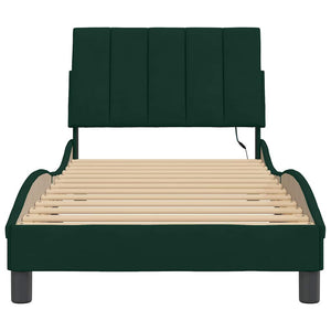 vidaXL LED Bed Frame without Mattress "Hanko" Dark Green 80x200 cm Velvet