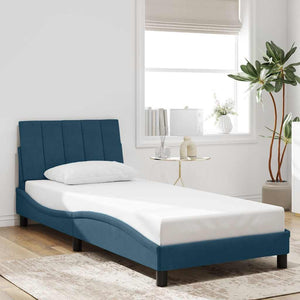 vidaXL LED Bed Frame without Mattress "Hanko" Blue 80x200 cm Velvet