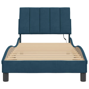 vidaXL LED Bed Frame without Mattress "Hanko" Blue 80x200 cm Velvet