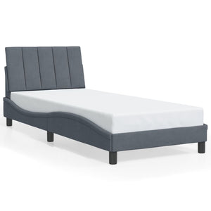 vidaXL LED Bed Frame without Mattress "Hanko" Dark Grey 90x190 cm Velvet