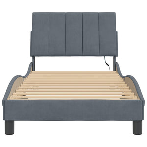 vidaXL LED Bed Frame without Mattress "Hanko" Dark Grey 90x190 cm Velvet