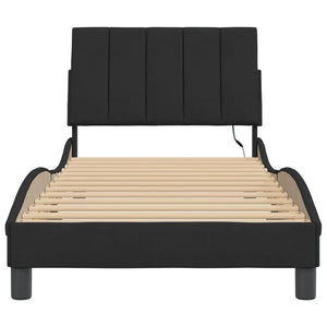 vidaXL LED Bed Frame without Mattress "Hanko" Black 90x190 cm Velvet