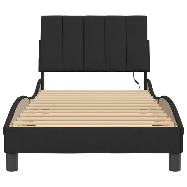 vidaXL LED Bed Frame without Mattress "Hanko" Black 90x190 cm Velvet