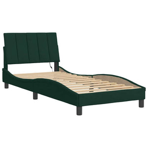 vidaXL LED Bed Frame without Mattress "Hanko" Dark Green 90x190 cm Velvet