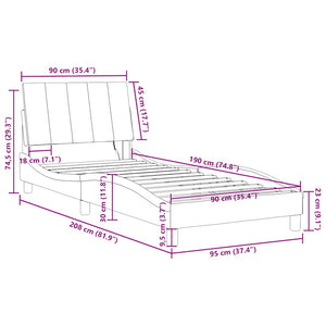 vidaXL LED Bed Frame without Mattress "Hanko" Dark Green 90x190 cm Velvet