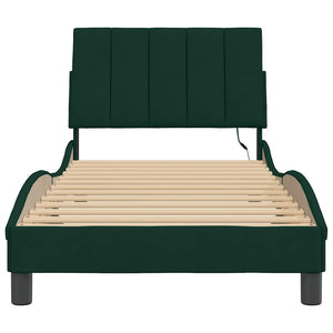 vidaXL LED Bed Frame without Mattress "Hanko" Dark Green 90x190 cm Velvet