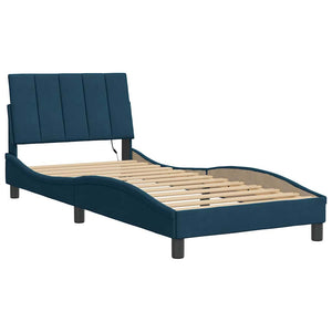 vidaXL LED Bed Frame without Mattress "Hanko" Blue 90x190 cm Velvet