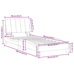 vidaXL LED Bed Frame without Mattress "Hanko" Blue 90x190 cm Velvet