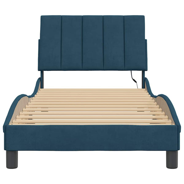 vidaXL LED Bed Frame without Mattress "Hanko" Blue 90x190 cm Velvet