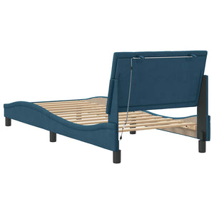 vidaXL LED Bed Frame without Mattress "Hanko" Blue 90x190 cm Velvet