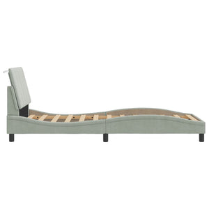 vidaXL LED Bed Frame without Mattress "Hanko" Light Grey 90x200 cm Velvet