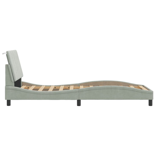 vidaXL LED Bed Frame without Mattress "Hanko" Light Grey 90x200 cm Velvet