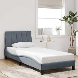 vidaXL LED Bed Frame without Mattress "Hanko" Dark Grey 90x200 cm Velvet