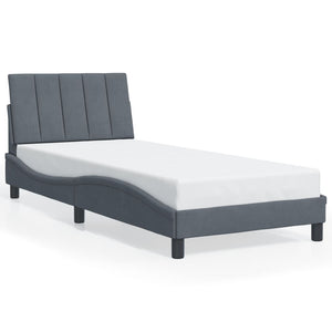 vidaXL LED Bed Frame without Mattress "Hanko" Dark Grey 90x200 cm Velvet