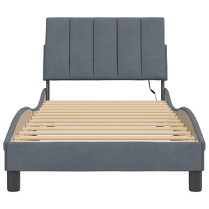 vidaXL LED Bed Frame without Mattress "Hanko" Dark Grey 90x200 cm Velvet