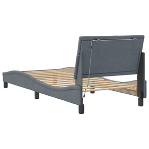 vidaXL LED Bed Frame without Mattress "Hanko" Dark Grey 90x200 cm Velvet