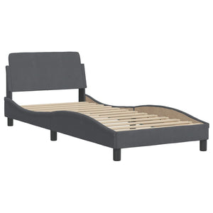vidaXL LED Bed Frame without Mattress "Hanko" Dark Grey 90x200 cm Velvet