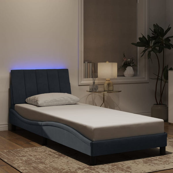 vidaXL LED Bed Frame without Mattress "Hanko" Dark Grey 90x200 cm Velvet