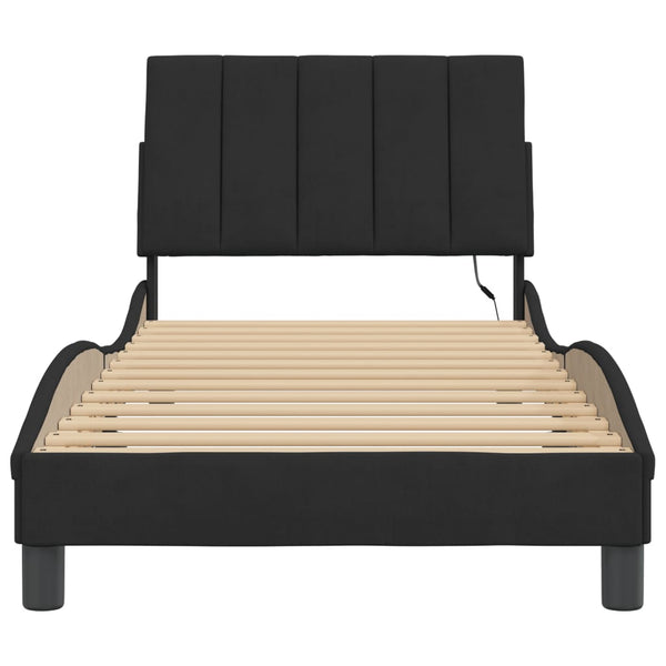 vidaXL LED Bed Frame without Mattress "Hanko" Black 90x200 cm Velvet