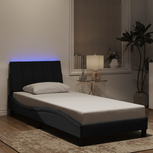 vidaXL LED Bed Frame without Mattress "Hanko" Black 90x200 cm Velvet
