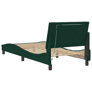 vidaXL LED Bed Frame without Mattress "Hanko" Dark Green 90x200 cm Velvet
