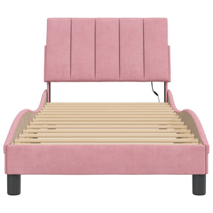 vidaXL LED Bed Frame without Mattress "Hanko" Pink 90x200 cm Velvet