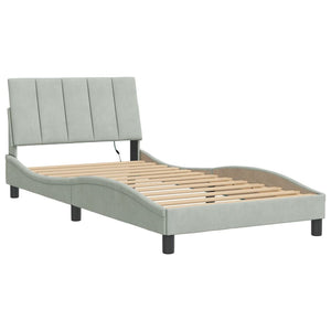 vidaXL LED Bed Frame without Mattress "Hanko" Light Gray 100x200 cm Velvet