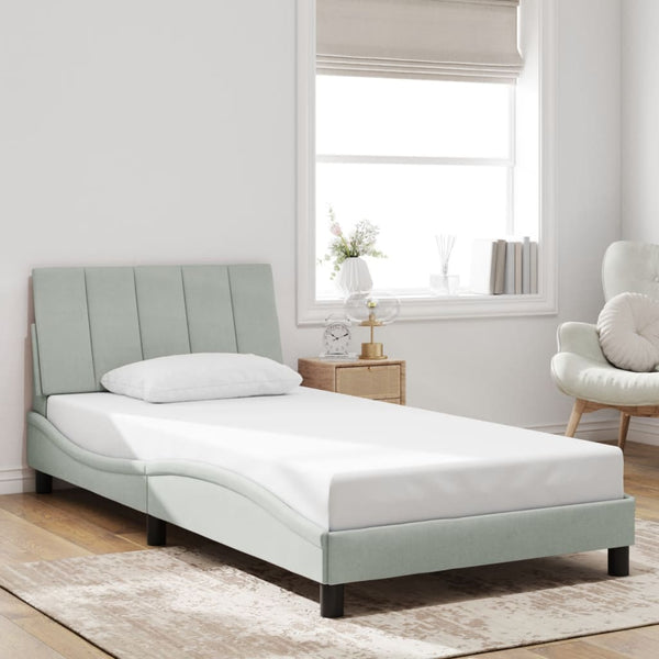 vidaXL LED Bed Frame without Mattress "Hanko" Light Gray 100x200 cm Velvet