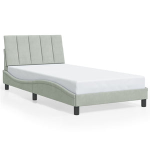 vidaXL LED Bed Frame without Mattress "Hanko" Light Gray 100x200 cm Velvet
