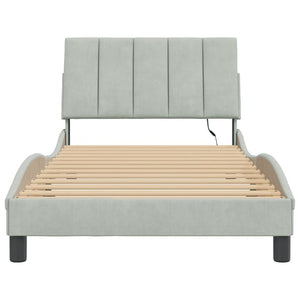 vidaXL LED Bed Frame without Mattress "Hanko" Light Gray 100x200 cm Velvet
