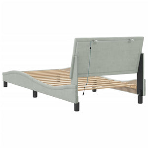 vidaXL LED Bed Frame without Mattress "Hanko" Light Gray 100x200 cm Velvet