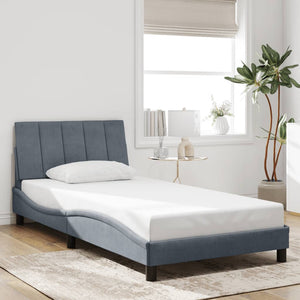 vidaXL LED Bed Frame without Mattress "Hanko" Dark Grey 100x200 cm Velvet