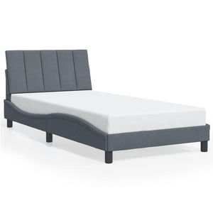 vidaXL LED Bed Frame without Mattress "Hanko" Dark Grey 100x200 cm Velvet