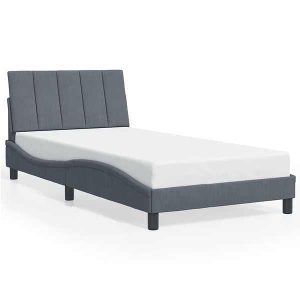 vidaXL LED Bed Frame without Mattress "Hanko" Dark Grey 100x200 cm Velvet