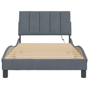 vidaXL LED Bed Frame without Mattress "Hanko" Dark Grey 100x200 cm Velvet