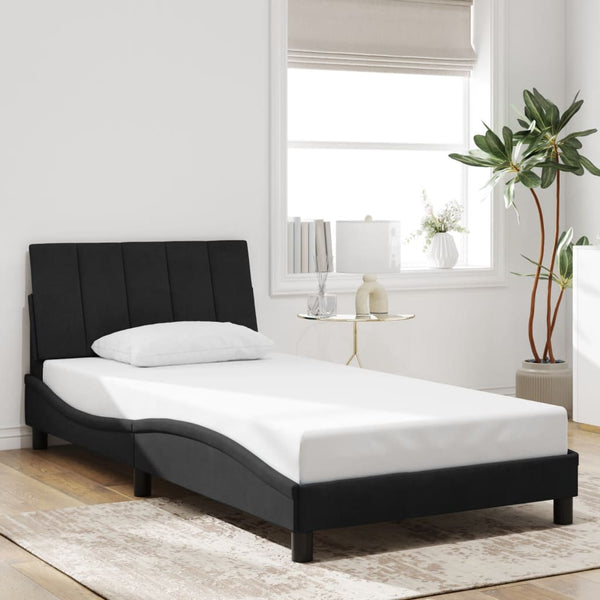 vidaXL "Hanko" Velvet Bed Frame with LED, No Mattress, Black, 100x200 cm