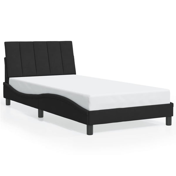 vidaXL "Hanko" Velvet Bed Frame with LED, No Mattress, Black, 100x200 cm