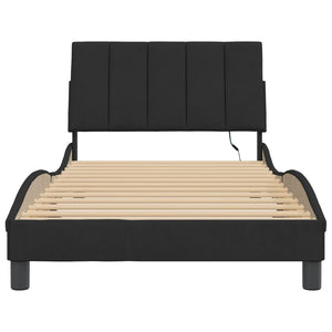 vidaXL "Hanko" Velvet Bed Frame with LED, No Mattress, Black, 100x200 cm