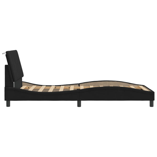 vidaXL "Hanko" Velvet Bed Frame with LED, No Mattress, Black, 100x200 cm