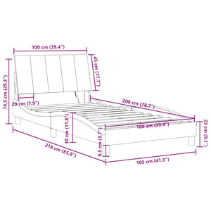 vidaXL LED Bed Frame without Mattress "Hanko" Dark Green 100x200 cm Velvet