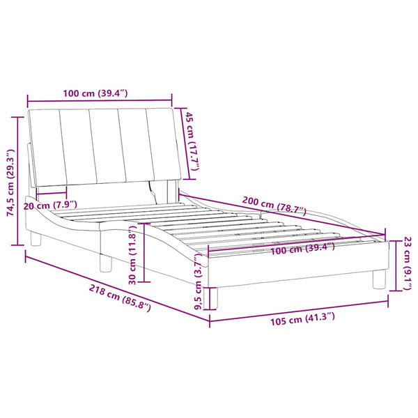 vidaXL LED Bed Frame without Mattress "Hanko" Dark Green 100x200 cm Velvet