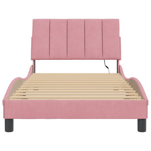 vidaXL LED Bed Frame without Mattress "Hanko" Pink 100x200 cm Velvet