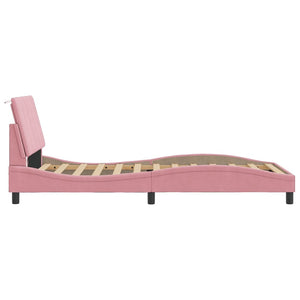 vidaXL LED Bed Frame without Mattress "Hanko" Pink 100x200 cm Velvet